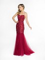 ValStefani 3742RI fashionable wine mermaid dress with lace appliques and godets