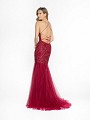 ValStefani 3742RI 2016 red tulle and lace fabric prom dress with kick train and sequins