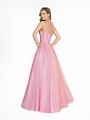 ValStefani 3748RC pink floor length metallic mikado ball gown with strappy crisscross back