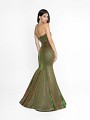 ValStefani 3751RK floor length green dress with natural waistline and horsehair trim hem
