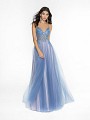 ValStefani 3755RG unlined steel blue and pink dress with sweetheart neckline and straps