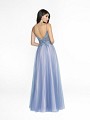 ValStefani 3755RG steel blue and pink dress with deep illusion v-back and sequins