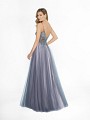 ValStefani 3755RG floor length charcoal and pink tulle and metallic mikado dress 