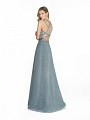 ValStefani 3761RD metallic jersey charcoal a-line dress with strappy illusion back ValStefani 3761RD metallic jersey charcoal a-line dress with strappy illusion back
