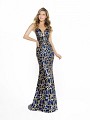 ValStefani 3762RD sheath royal blue dress with deep sweetheart neckline and illusion inset