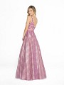 ValStefani 3766RI floor length dusty pink dress with embroidered lace fabric and ab rhinestones