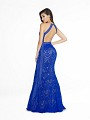ValStefani 3773RD elegant lace fabric royal blue and nude dress with keyhole back
