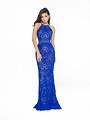 ValStefani 3773RD boho lace fabric royal blue and nude dress with halter neckline