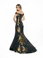 ValStefani 3774RB fancy black and gold dress with horsehair trim hem