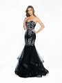 ValStefani 3775RI black and silver dress with rhinestones, pearls, gems, bugle and seed beads with sequins