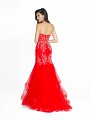 ValStefani 3775RI red and silver dress with natural waistline and horsehair trim hem
