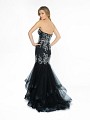 ValStefani 3775RI black and silver mermaid dress with open back and kick train
