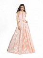 ValStefani 3776RD cute print and peach formal dress with couture band at waist ValStefani 3776RD cute print and peach formal dress with couture band at waist