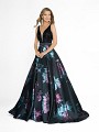 ValStefani 3777RB elegant purple and black ball gown with knife pleats ValStefani 3777RB elegant purple and black ball gown with knife pleats