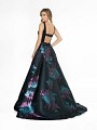 ValStefani 3777RB purple and black gown with open back and side pockets at skirt ValStefani 3777RB purple and black gown with open back and side pockets at skirt