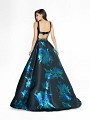 ValStefani 3777RB print satin and lace fabric blue and black gown with kick train ValStefani 3777RB print satin and lace fabric blue and black gown with kick train