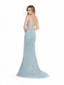 ValStefani 3778RB silver metallic jersey dress with deep illusion v-back and kick train ValStefani 3778RB silver metallic jersey dress with deep illusion v-back and kick train