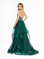 ValStefani 3780RC forest green and forest green dress with kick train and horsehair trim hem