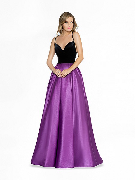 ValStefani 3785RW stylish purple and black dress with deep sweetheart neckline and straps ValStefani 3785RW stylish purple and black dress with deep sweetheart neckline and straps