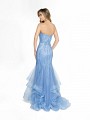 ValStefani 3787RI steel blue tulle and lace fabric formal dress with open back and horsehair trim hem ValStefani 3787RI steel blue tulle and lace fabric formal dress with open back and horsehair trim hem