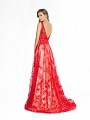 Style 3792RB red and nude dress with deep illusion v-back and horsehair trim hem Style 3792RB red and nude dress with deep illusion v-back and horsehair trim hem