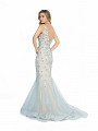 Style 3793RB fashionable silver and nude dress with deep v-back and horsehair trim hem Style 3793RB fashionable silver and nude dress with deep v-back and horsehair trim hem