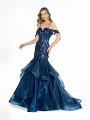 ValStefani 3795RB navy and nude prom dress with sweetheart neckline and straps