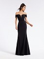 Black floor length formal gown with off-the-shoulder straps and illusion sweetheart neckline Black floor length formal gown with off-the-shoulder straps and illusion sweetheart neckline