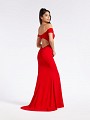 Red floor length mermaid dress with cutouts at back and ruching at zipper Red floor length mermaid dress with cutouts at back and ruching at zipper