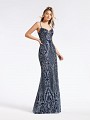 Navy colored gatsby glitter tulle floor length dress glittering design with straps Navy colored gatsby glitter tulle floor length dress glittering design with straps