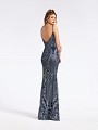 Navy glitter tulle mermaid dress with low back, spaghetti straps, and natural waistline Navy glitter tulle mermaid dress with low back, spaghetti straps, and natural waistline
