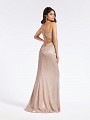 Shiny Rose Gold floor length dress with lace up back and cutouts at back Shiny Rose Gold floor length dress with lace up back and cutouts at back