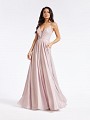 Floor length formal dusty pink A-line dress with plunging sweetheart neckline with inset Floor length formal dusty pink A-line dress with plunging sweetheart neckline with inset