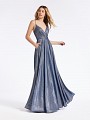 Sparkle jersey navy formal dress with thin straps and couture band at waist with pockets on skirt Sparkle jersey navy formal dress with thin straps and couture band at waist with pockets on skirt