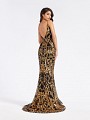 Gold and black sparkling mermaid cocktail gown with horsehair trim hem and spaghetti straps Gold and black sparkling mermaid cocktail gown with horsehair trim hem and spaghetti straps