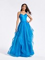 Princess style A-line with cascades turquoise prom dress with sparkle and sweetheart neckline Princess style A-line with cascades turquoise prom dress with sparkle and sweetheart neckline