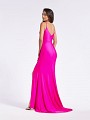 Simple and cute hot pink sheath dress with natural waistline and kick train Simple and cute hot pink sheath dress with natural waistline and kick train