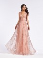 Sparkle tulle dusty pink dress with plunging sweetheart neck with illusion inset and straps Sparkle tulle dusty pink dress with plunging sweetheart neck with illusion inset and straps
