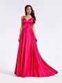 Simple and shiny Mikado floor length fuchsia A-line dress with sweetheart neckline Simple and shiny Mikado floor length fuchsia A-line dress with sweetheart neckline