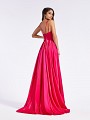 Formal fuchsia mikado A-line cocktail gown with open strappy back Formal fuchsia mikado A-line cocktail gown with open strappy back