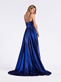 Navy A-line formal gown with natural waistline and kick train Navy A-line formal gown with natural waistline and kick train