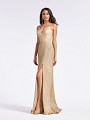 Sparkling gold metallic jersey formal dress with couture band at waist Sparkling gold metallic jersey formal dress with couture band at waist