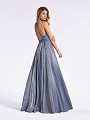 Blue cocktail floor length A-line gown with strappy back and rhinestones Blue cocktail floor length A-line gown with strappy back and rhinestones