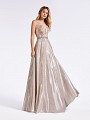 Blush pink floor length a-line prom gown with beaded bodice and sash Blush pink floor length a-line prom gown with beaded bodice and sash