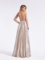 Shiny blush pink floor length satin prom dress with pockets at side skirt and natural waistline Shiny blush pink floor length satin prom dress with pockets at side skirt and natural waistline
