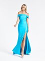 Val Stefani 3902RY fun and flattering turquoise mermaid prom dress with high slit Val Stefani 3902RY fun and flattering turquoise mermaid prom dress with high slit