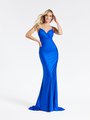 Val Stefani 3903RY elegant royal blue jersey surplice sweetheart with straps sheath prom dress