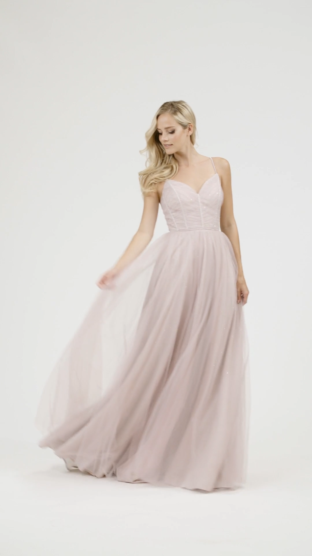 Val Stefani 3904RG soft and flowy tulle and sparkle full A-line prom dress with sweetheart neckline