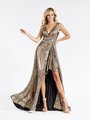 Val Stefani 3909RG fun and trendy asymmetrical A-line in sequin cheetah print fabric Val Stefani 3909RG fun and trendy asymmetrical A-line in sequin cheetah print fabric
