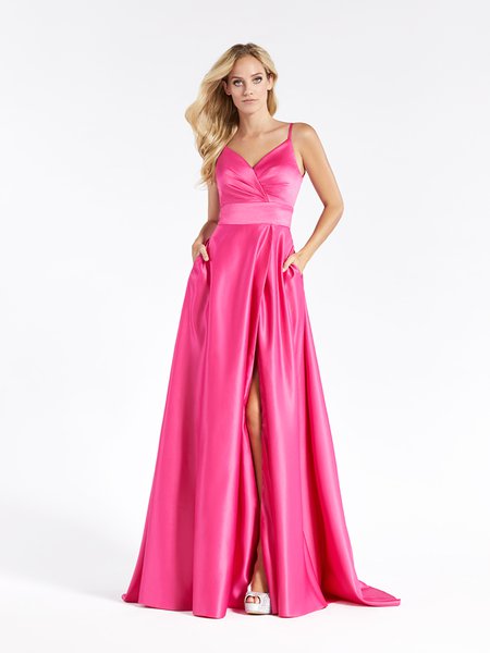 ValStefani 3910RA fun fuchsia satin formal gown with sweetheart neckline and wrap skirt ValStefani 3910RA fun fuchsia satin formal gown with sweetheart neckline and wrap skirt